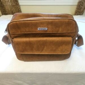 Samsonite Briefcase Messenger Travel Carry On Bag Brown Zipper Vintage